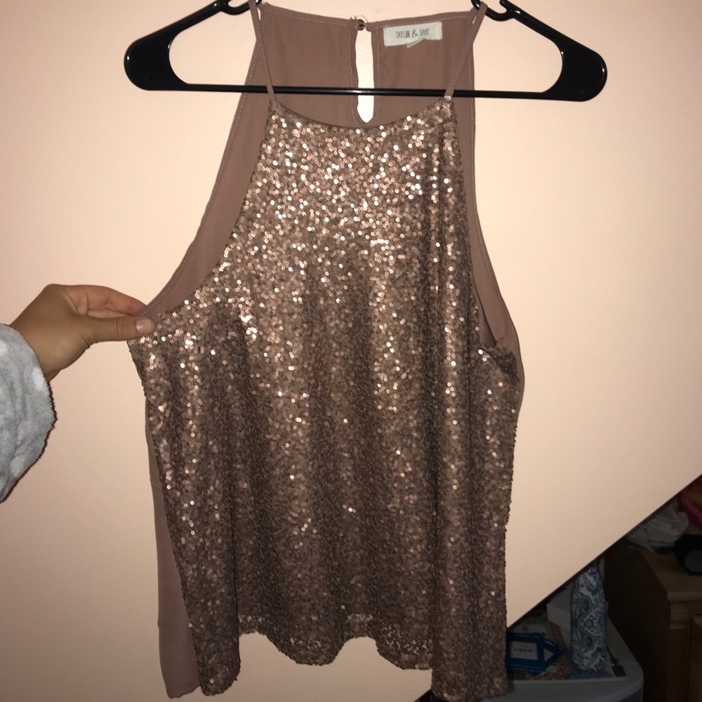Brown/Gold sequin tank top